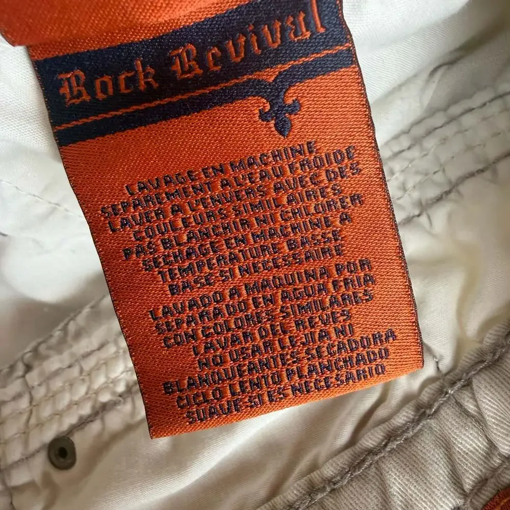 Y2K Style Rock Revival Classic Camo Cargo Shorts White Men's Size 36x23